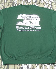 Hunting sweatshirt with Foggy Mountain Guide Service logo